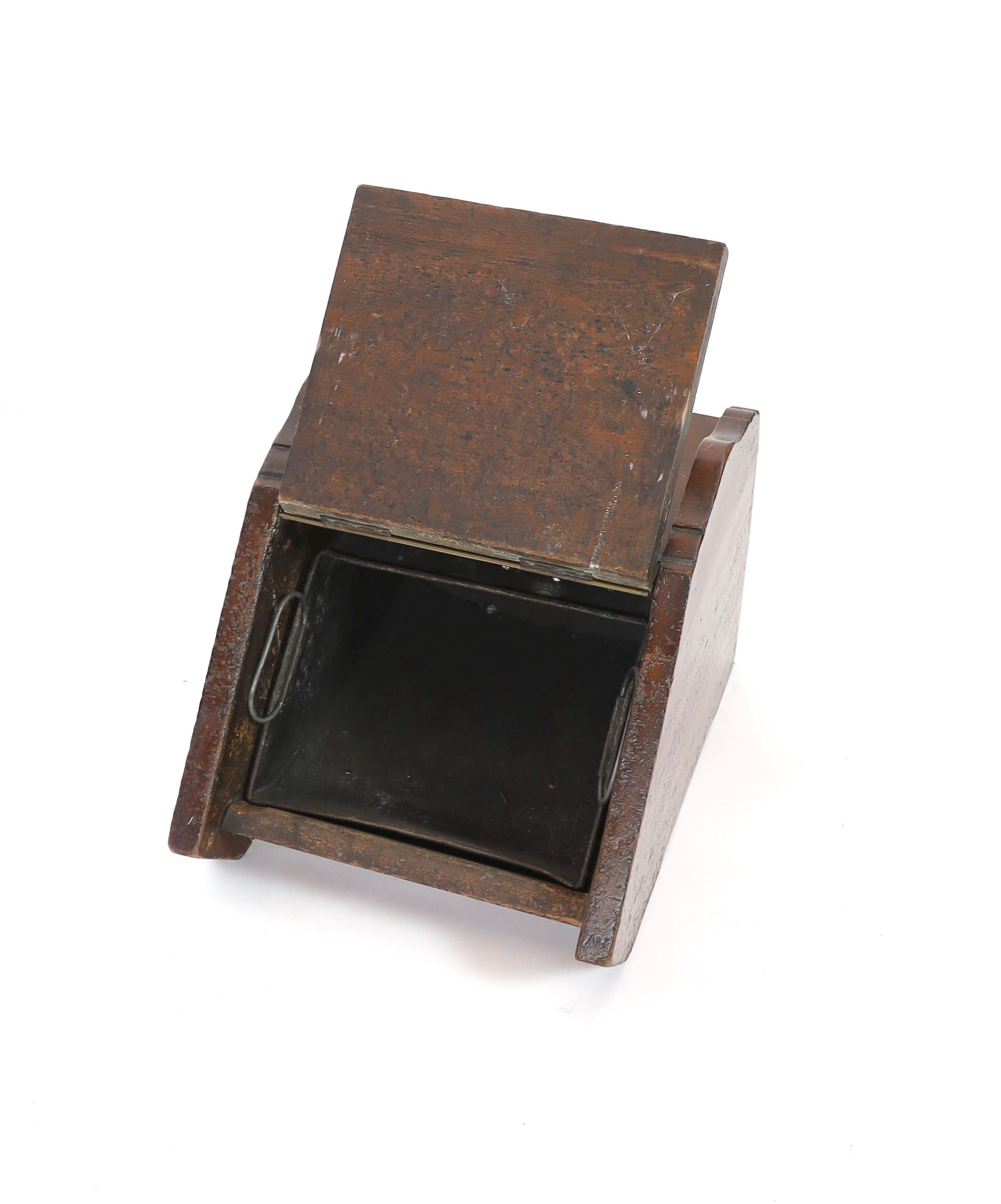 A Victorian brass mounted coal scuttle, width 34cm